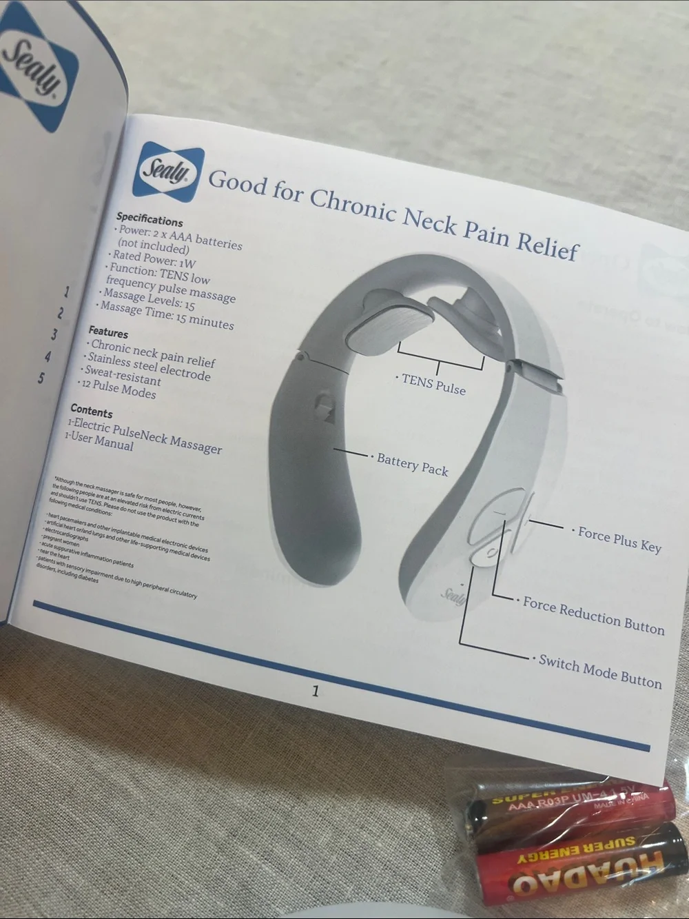 Sealy Electronic Pulse Neck Massager (MA-110). NIB
